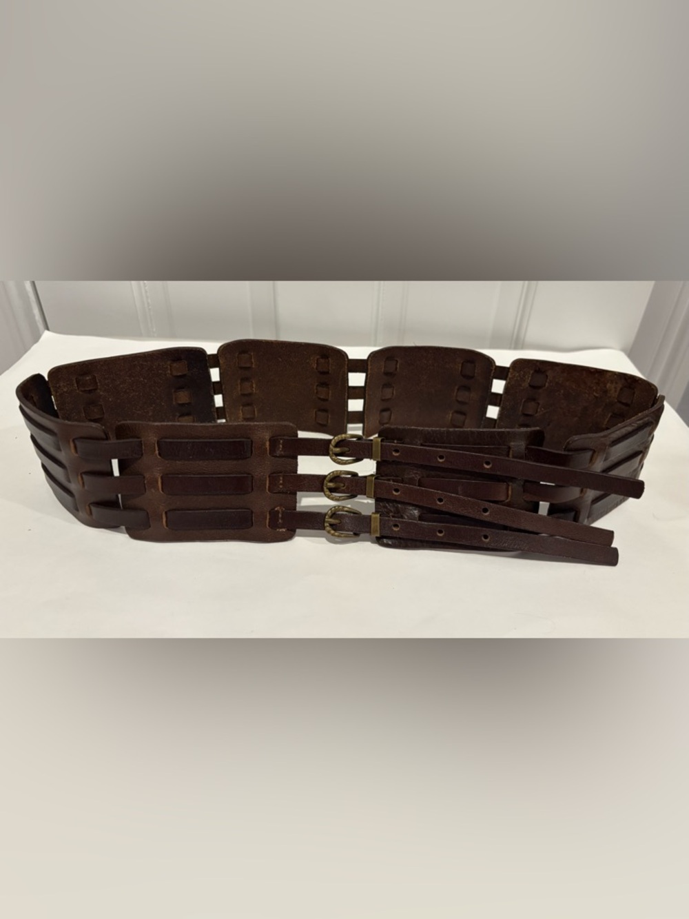 Another Line Brown Wide Belt Genuine Leather